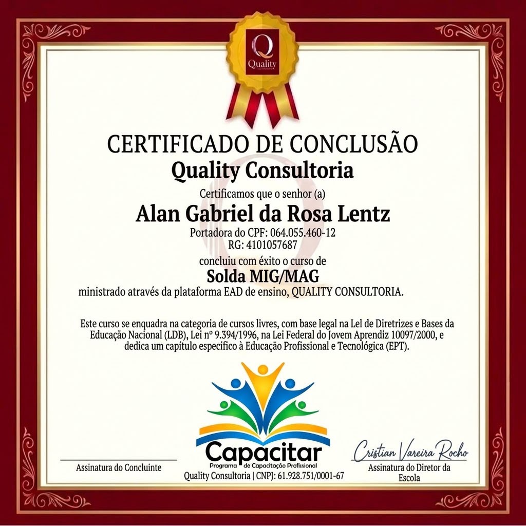 Exemplo de certificado de conclusão do Programa Capacitar